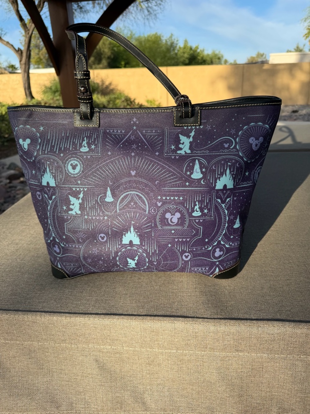 Navy and Teal Patterned Tote Bag